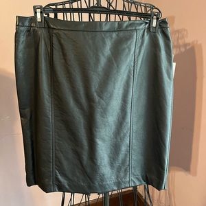 Black leather look skirt with back split at hem